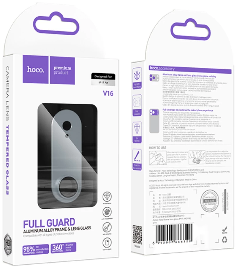 Προστασία Κάμερας Hoco Full Guard V16 Αλουμινένια για Apple iPhone Air