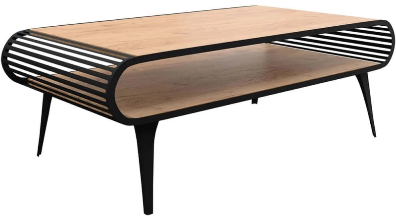 Τραπεζάκι Σαλονιού Aristo 163084979 120x60x44cm Natural-Black