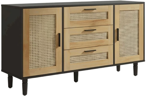 Μπουφές Gallinari 162911489 140x40x77cm Natural-Black Μοριοσανίδα,Ξύλο