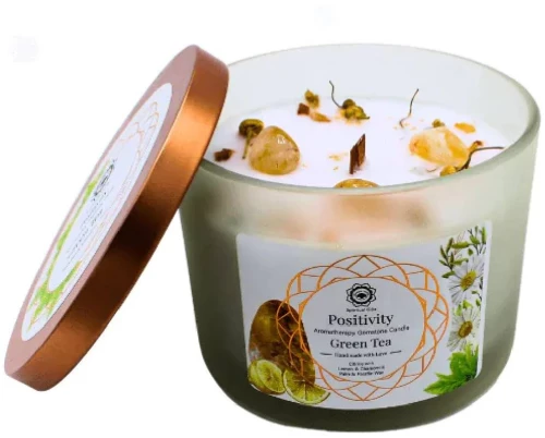 Κερί με Πολύτιμους Λίθους Gemstone Candle Positivity Green Tea 256g