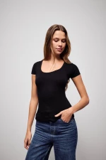 Γυναικείο φανελάκι Pink Label - Μαύρο - Κοντομάνικο - Regular Fit - Viscose