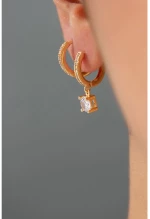 Γυναικεία Σκουλαρίκια κρικοι με στράς A3367 GOLD