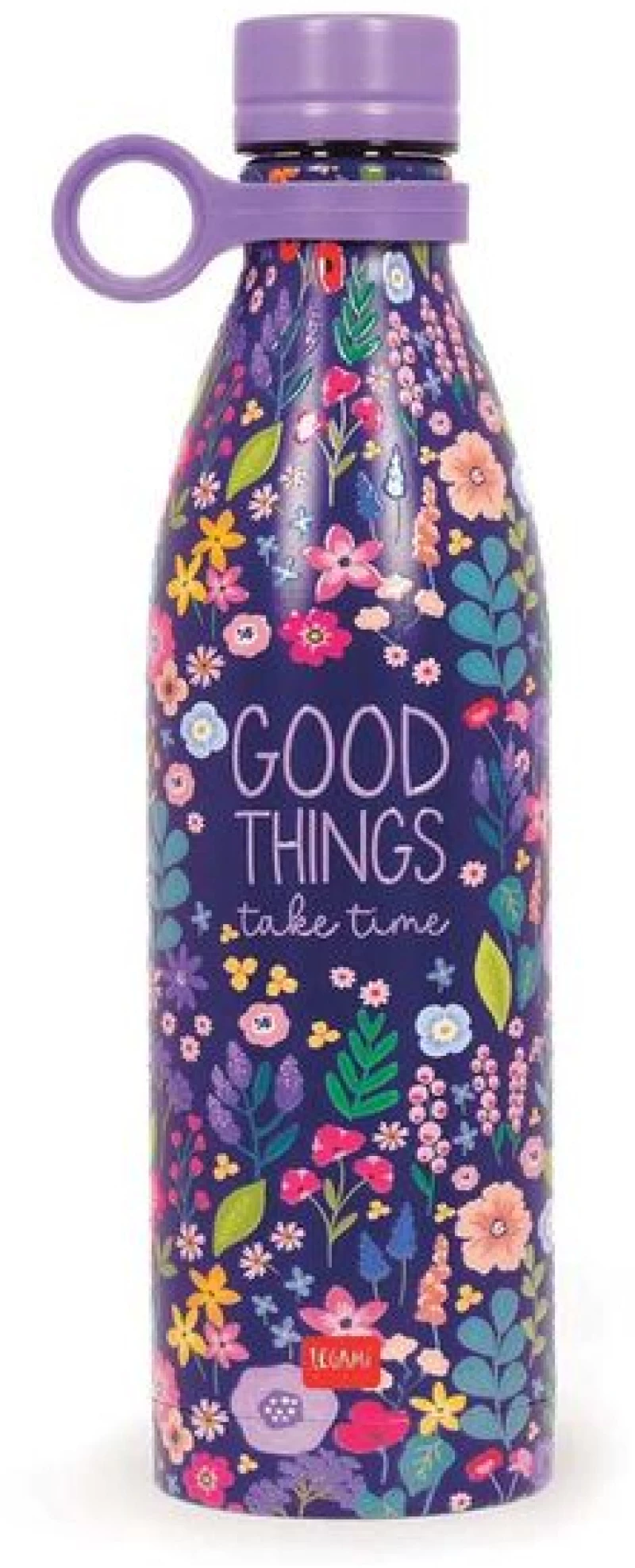 Legami Μπουκάλι Θερμός Ανοξείδωτο 800ml Good Things Take Time – Λουλούδια Λιλά SSBL0010