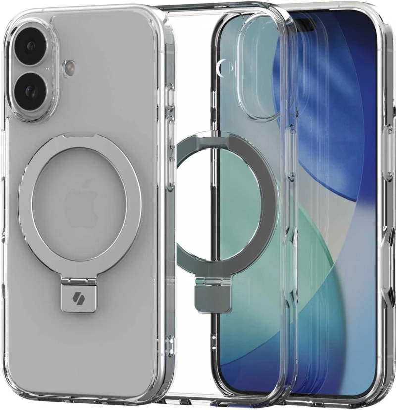 Θήκη iPhone 17 Spacecase Ring Pro Mag Σκληρή με MagSafe & KickStand - Clear (5905719130909)