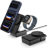 Ασύρματος Φορτιστής Spigen EF323MQ Essential MagFit Μαγνητική Βάση MagSafe / Qi2.2 για Smartphone 25W / EarBuds 5W / Apple & Galaxy Watch 2.5W με Καλώδιο Type-C 200 cm - Black (ACH10398)