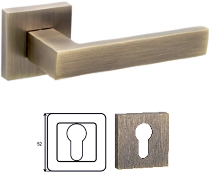 Πόμολο Ασφαλείας Μεσόπορτας Τετράγωνο Flat 52x52 - Αντικ
