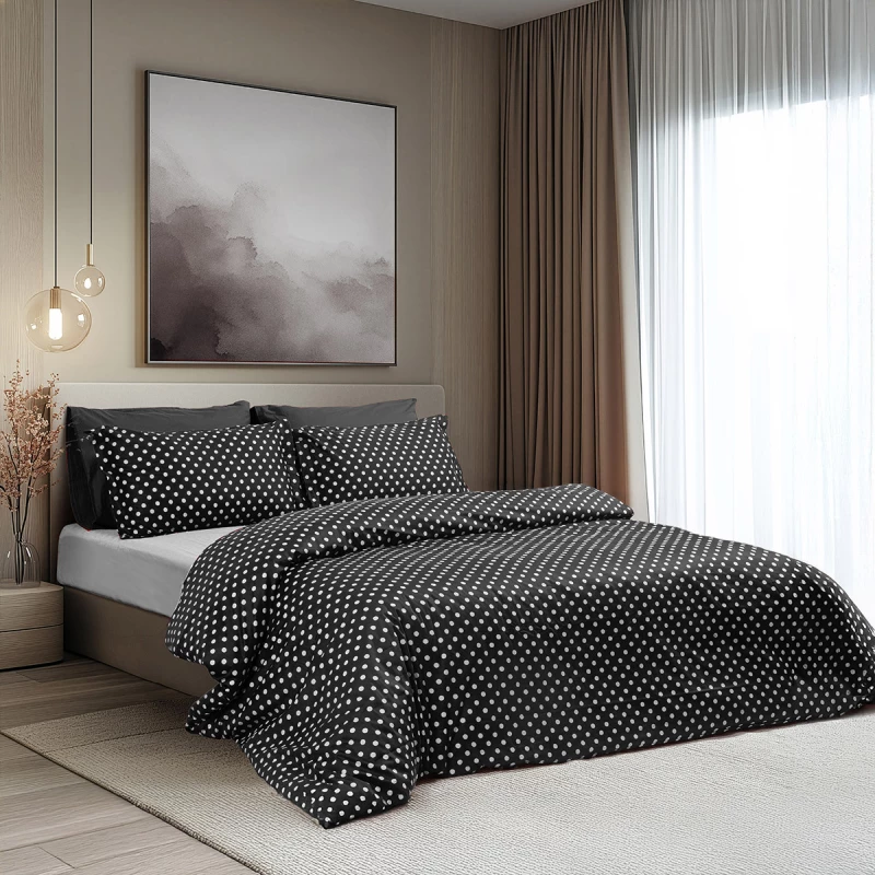 Beauty Home Σετ σεντόνια διπλά Art 10101 Fancy 200x260 Μαύρο