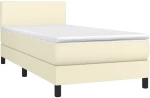 vidaXL Κρεβάτι Boxspring με Στρώμα & LED Κρεμ 80x200 εκ. Συνθ. Δέρμα