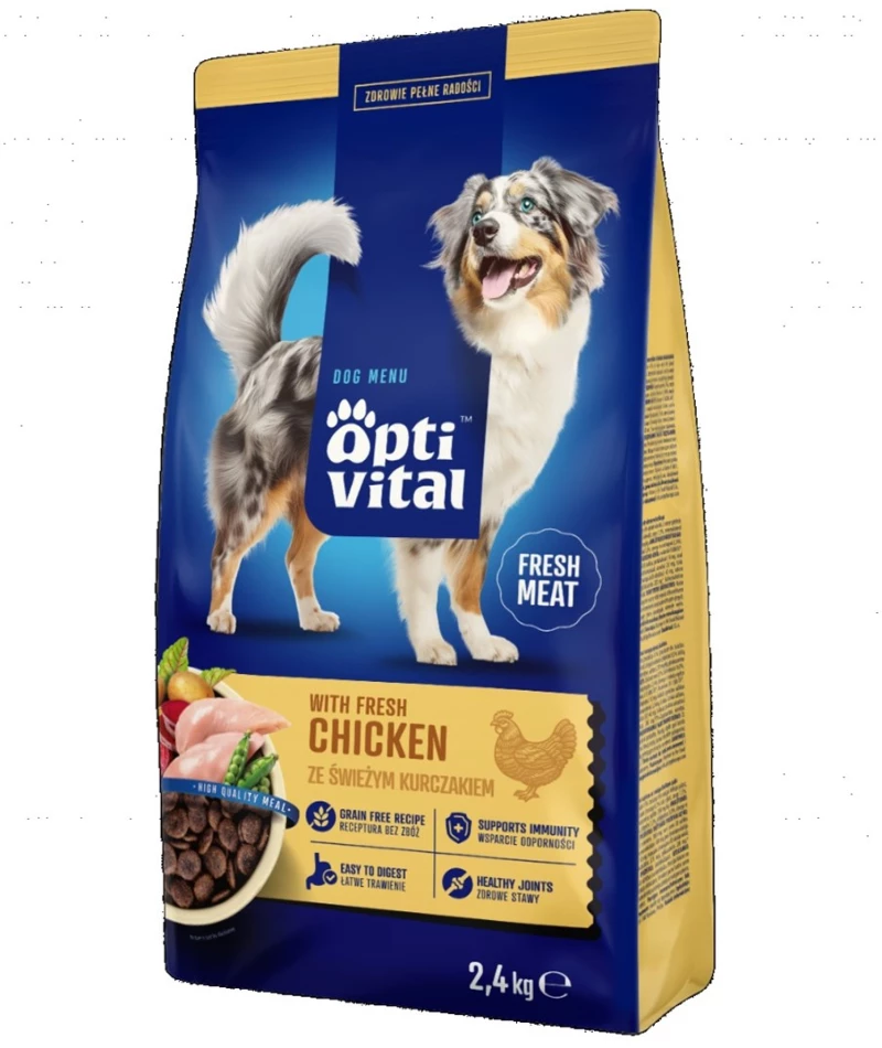 OPTIVITAL With fresh chicken - dry dog food - 2,4kg