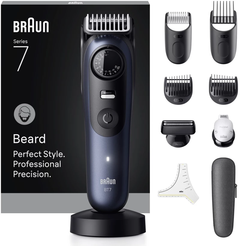 Braun BeardTrimmer 7 80789809 beard trimmer AC/Battery 40 2 cm Wet & Dry Dark Blue