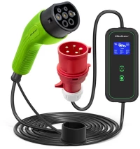 Qoltec Mobile EV Car Charger Adjustable 2in1 Type2 | 11kW | CEE 5 PIN | LCD | 3 phases | Portable | Wallbox | 5m