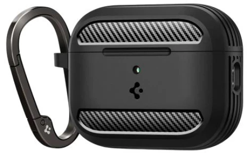 Θήκη Σιλικόνης Spigen Rugged Armor Apple AirPods Pro 3 με Γάντζο Μαύρο