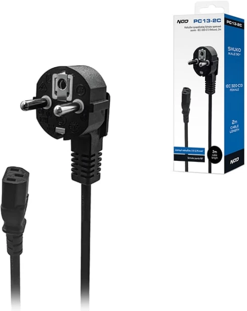 NOD 141-0249 Schuko - IEC C13 Cable 2m Μαύρο
