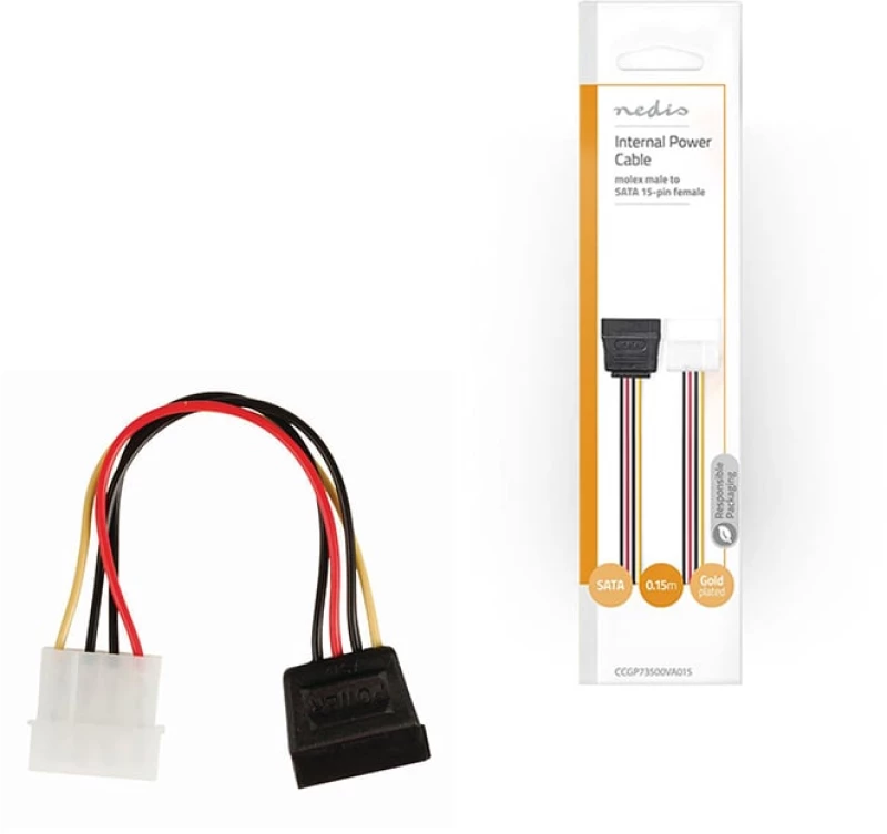 Nedis 233-0214 4-Pin Molex - 15-Pin Sata Cable 0.15m Πολύχρωμο CCGP73500VA015
