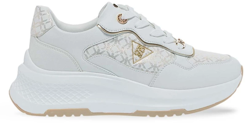 Renato Garini Γυναικεία Sneakers Λευκά με Χρυσές Λεπτομέρειες