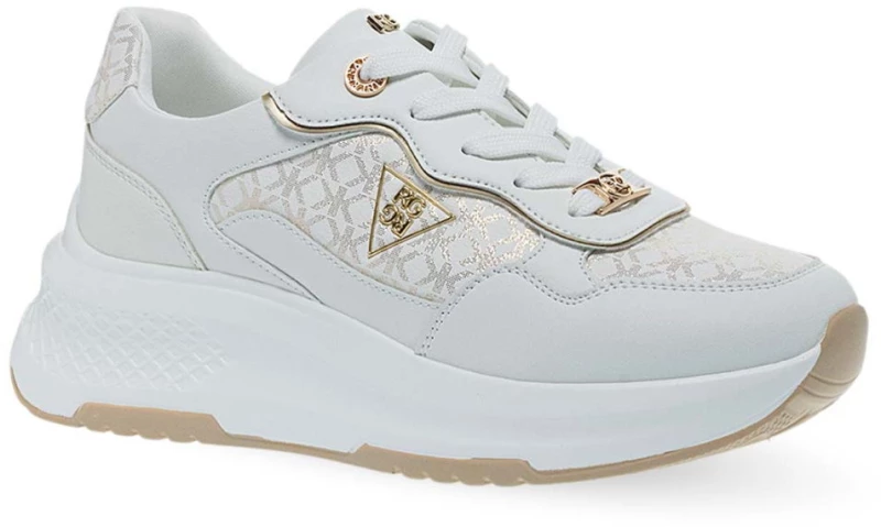 Renato Garini Γυναικεία Sneakers Λευκά με Χρυσές Λεπτομέρειες