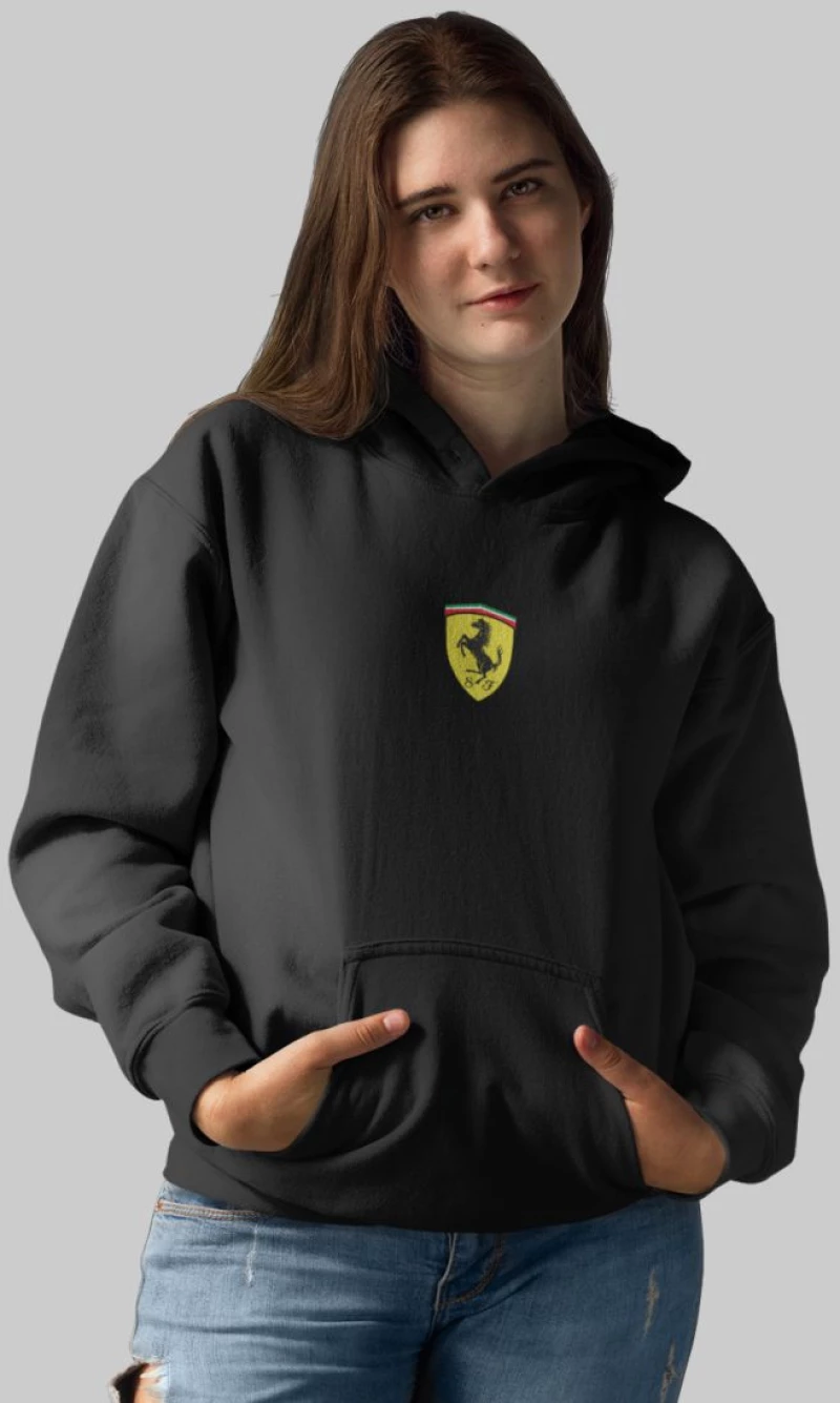 Leclerc x Ferrari Γυναικείο Φούτερ με Κουκούλα - BLACK