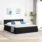 Κρεβάτι Αποθήκης με στρώμα Μαύρο 160 x 200 cm Βελούδο Μαύρο 3370709