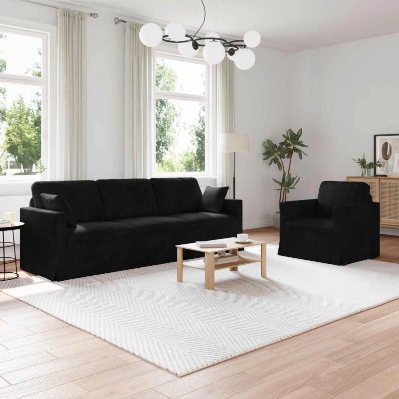 Καναπές 2 pcs Μαύρο 228 x 78 x 80 εκ Βελούδο Μαύρο 3407631