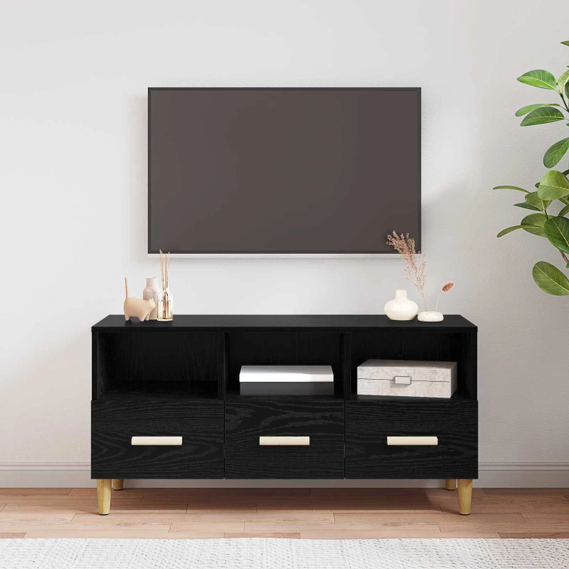 Ντουλάπι TV Μαύρη Οξυά 102 x 36 x 50 εκ Επεξεργασμένο ξύλο Μαύρο 8004201