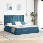 Κρεβάτι Αποθήκης με στρώμα Σκούρο Μπλε 180 x 200 cm Βελούδο Μπλε 3372273