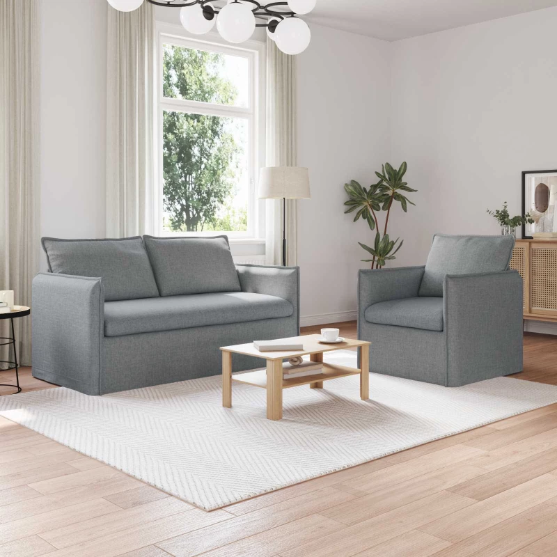 Καναπές 140cm 2 pcs Ανοιχτό γκρι Μέταλλο Ανοιχτό γκρι 3407567