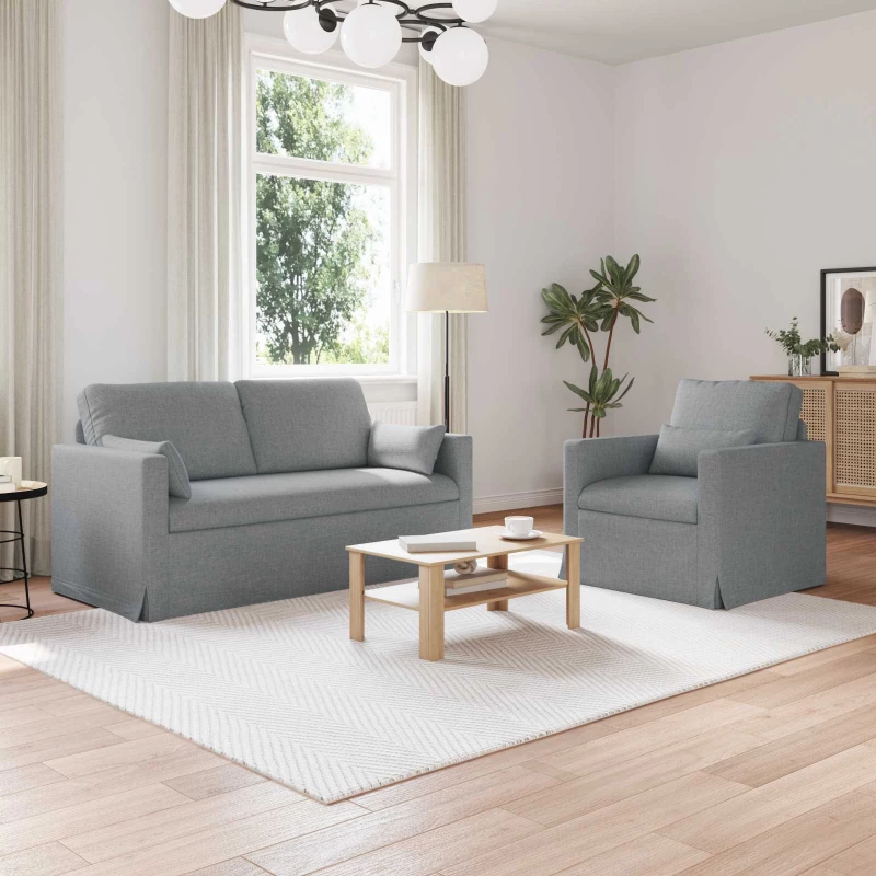 Καναπές 140cm 2 pcs Ανοιχτό γκρι Μέταλλο Ανοιχτό γκρι 3407537