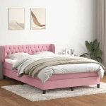 Box Spring κρεβάτι με στρώμα ροζ 140x220 cm Βελούδινο Ροζ 3317822