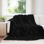 Ριχτάρια 6 pcs Μαύρο 240 x 220 cm Μαλλί Μαύρο 42016887