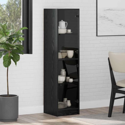 Highboard Μαύρη Οξυά 35 x 37 x 142 εκ Επεξεργασμένο ξύλο Μαύρο 882903