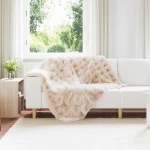 Ψεύτικη κουβέρτα από κουνέλι Μπεζ 130 x 150 cm Πολυεστέρας Μπεζ 42021785