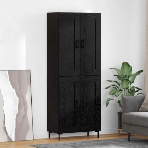 Highboard Μαύρη Οξυά 69,5 x 34 x 180 εκ. Επεξεργασμένο ξύλο Μαύρο 3416138