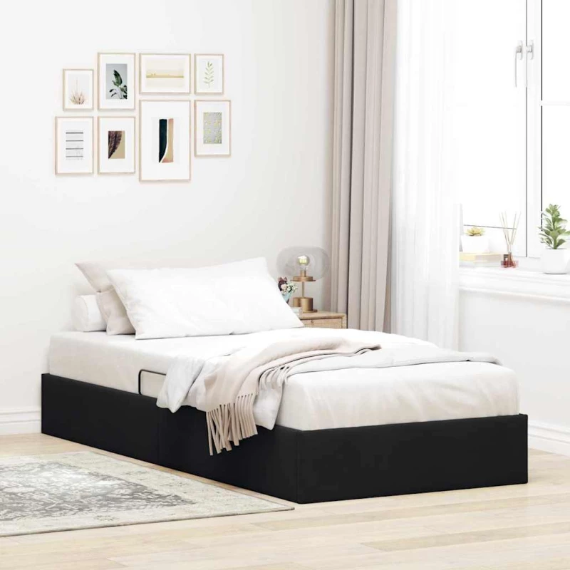 Κρεβάτι Αποθήκης με στρώμα Μαύρο 90 x 190 cm Βελούδο Μαύρο 3370125