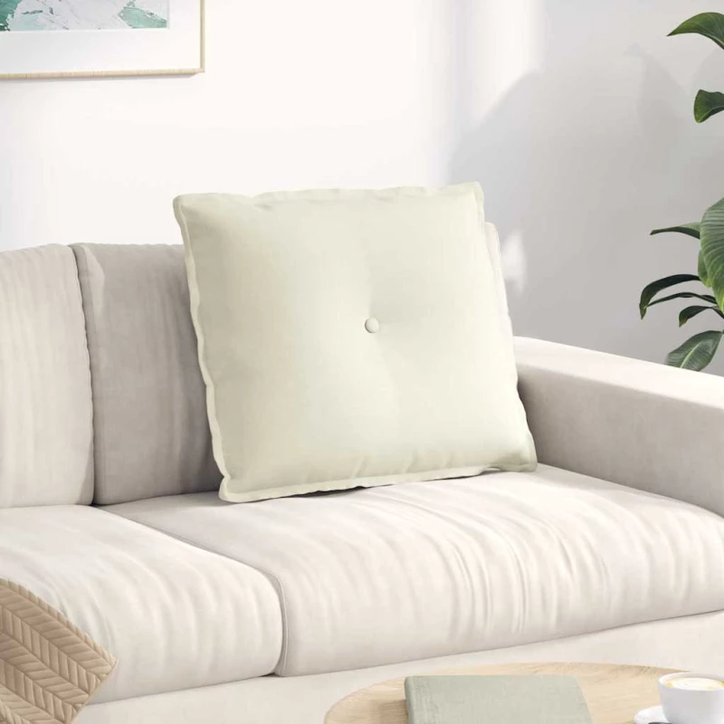 Μαξιλάρι Πλάτης Κρεμ 60 x 50 cm Υφασμάτινο Κορντουρά Κρεμ 42014684