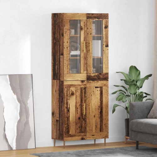 Highboard Επιτοίχιο 2 pcs Παλιό ξύλο 69,5 x 34 x 180 εκ. Καφέ 3415820
