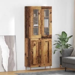 Highboard Επιτοίχιο 2 pcs Παλιό ξύλο 69,5 x 34 x 180 εκ. Καφέ 3415820