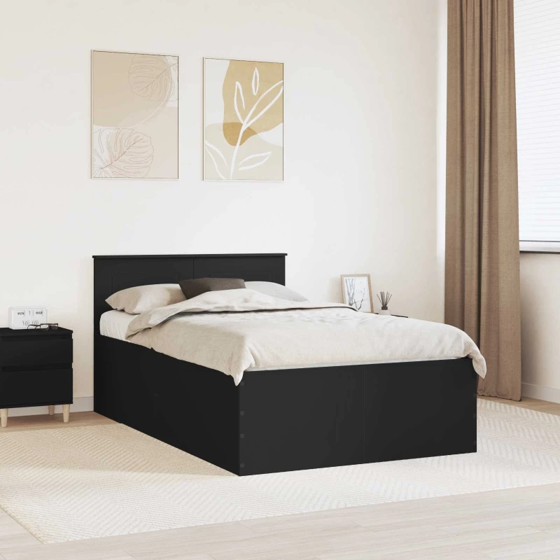Σκελετός Κρεβατιού Μαύρο 135 x 190 cm Επεξεργασμένο ξύλο Μαύρο 3408586