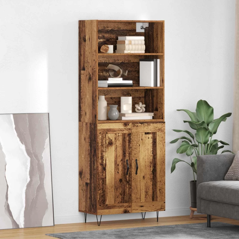 Highboard Παλιό ξύλο 69,5 x 34 x 180 εκ. Επεξεργασμένο ξύλο Καφέ 3415821