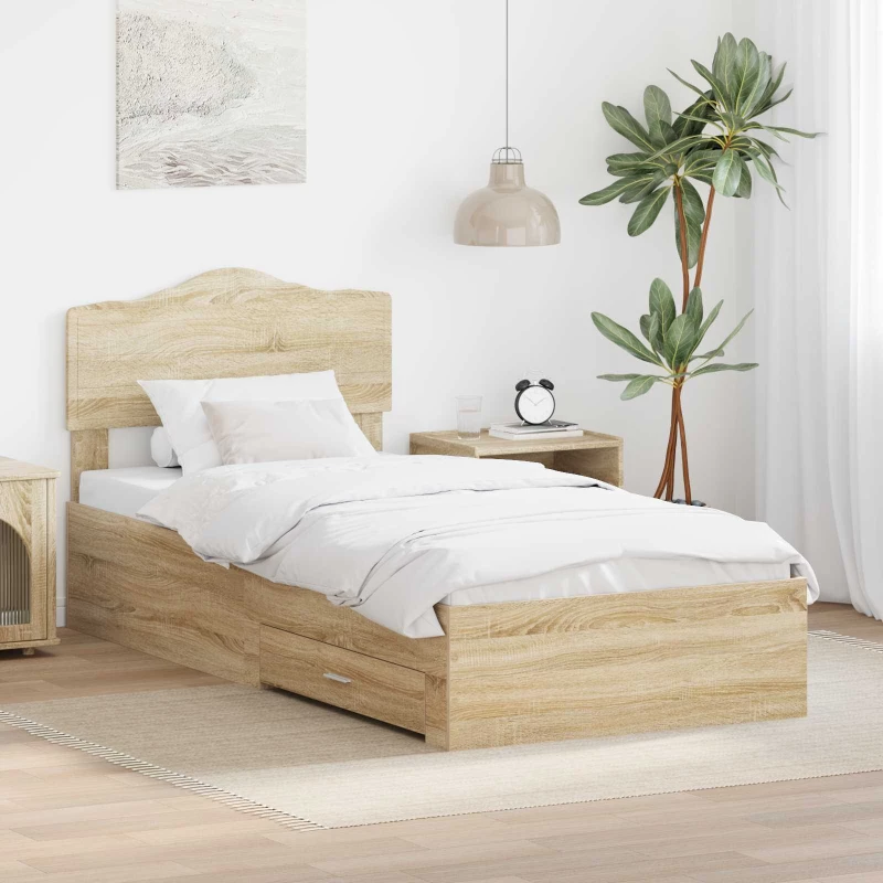 Σκελετός Κρεβατιού Δρύς Sonoma 75 x 190 cm Επεξεργασμένο ξύλο Καφέ 3413258