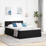 Κρεβάτι Αποθήκης με στρώμα Μαύρο 140 x 200 cm Βελούδο Μαύρο 3370823