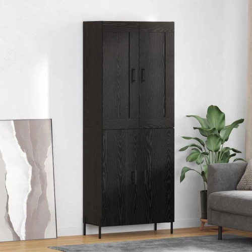 Highboard Επιτοίχιο 2 pcs Μαύρη Οξυά 69,5 x 34 x 180 εκ. Μαύρο 3416121