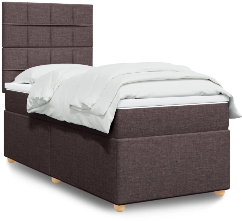 Κρεβάτι Boxspring με Στρώμα Σκούρο Καφέ 80x200 εκ. Υφασμάτινο 3293410