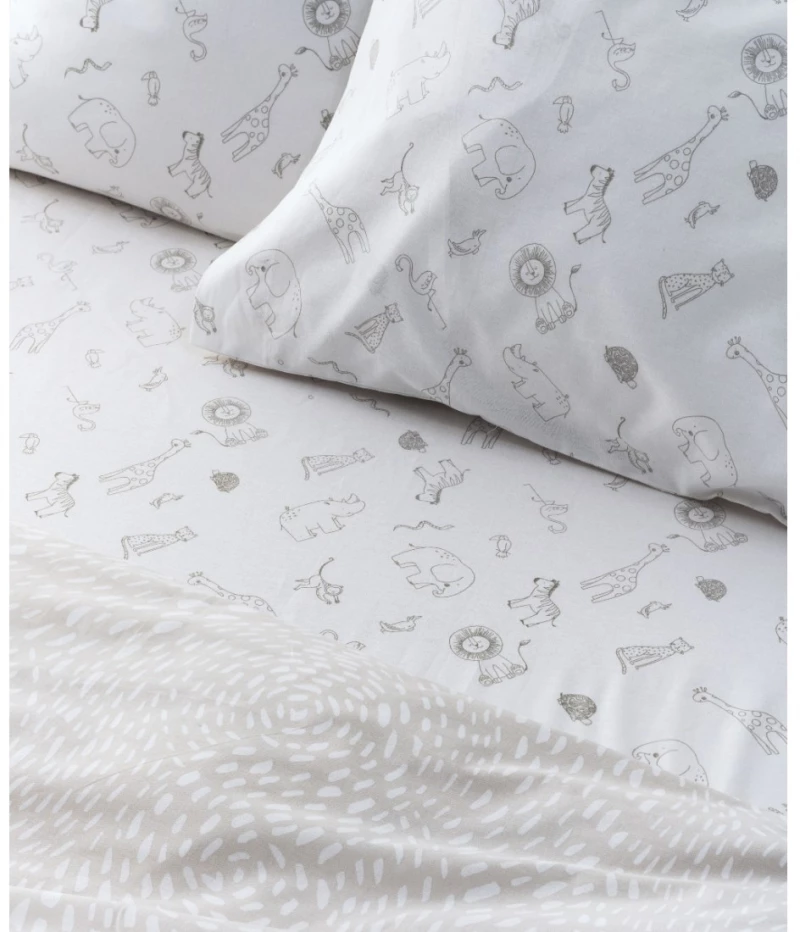 Σετ Παιδική Παπλωματοθήκη Μονή 2 Τεμαχίων Kentia Canopy White-Greige 165x245