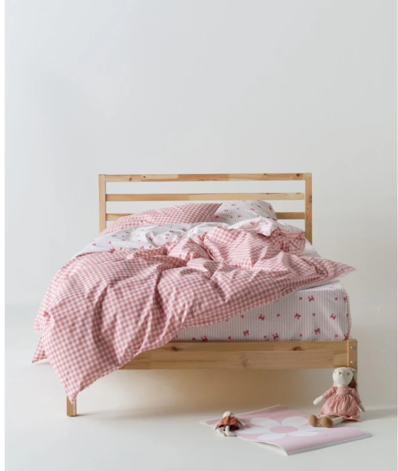 Σετ Παιδικά Σεντόνια Μονά 3 Τεμαχίων Kentia Sassy White-Pink 160x270