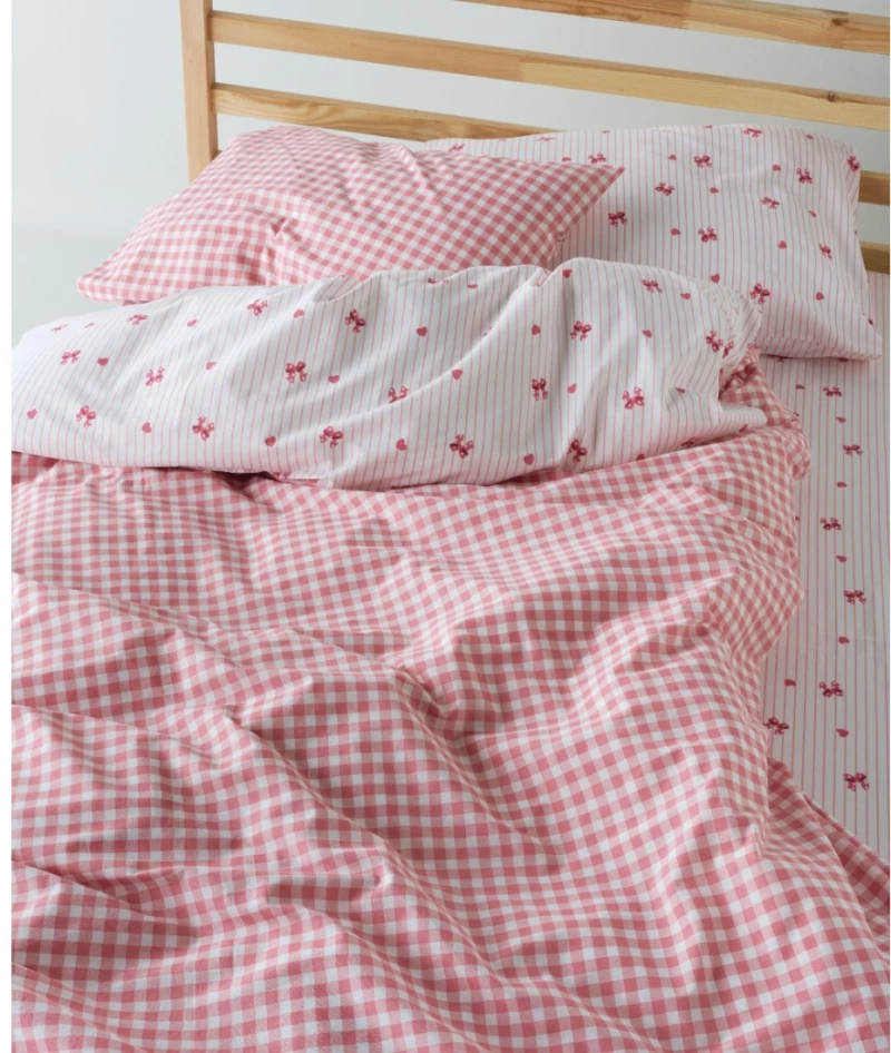 Σετ Παιδικά Σεντόνια Μονά 3 Τεμαχίων Kentia Sassy White-Pink 160x270