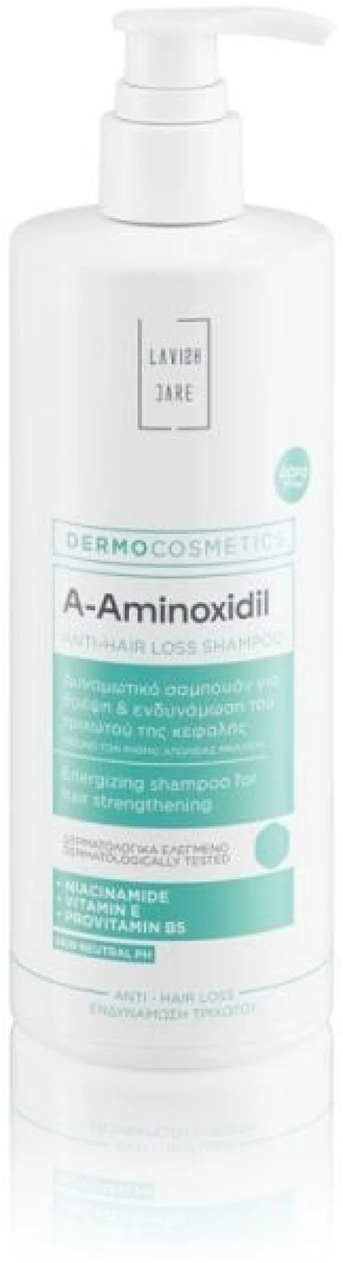 LAVISH Care Dermocosmetics A-Aminoxidil  Anti-Hair Loss Shampoo Δυναμωτικό Σαμπουάν Για Θρέψη & Ενδυνάμωση Των Μαλλιών 400ml + 100ml Δώρο