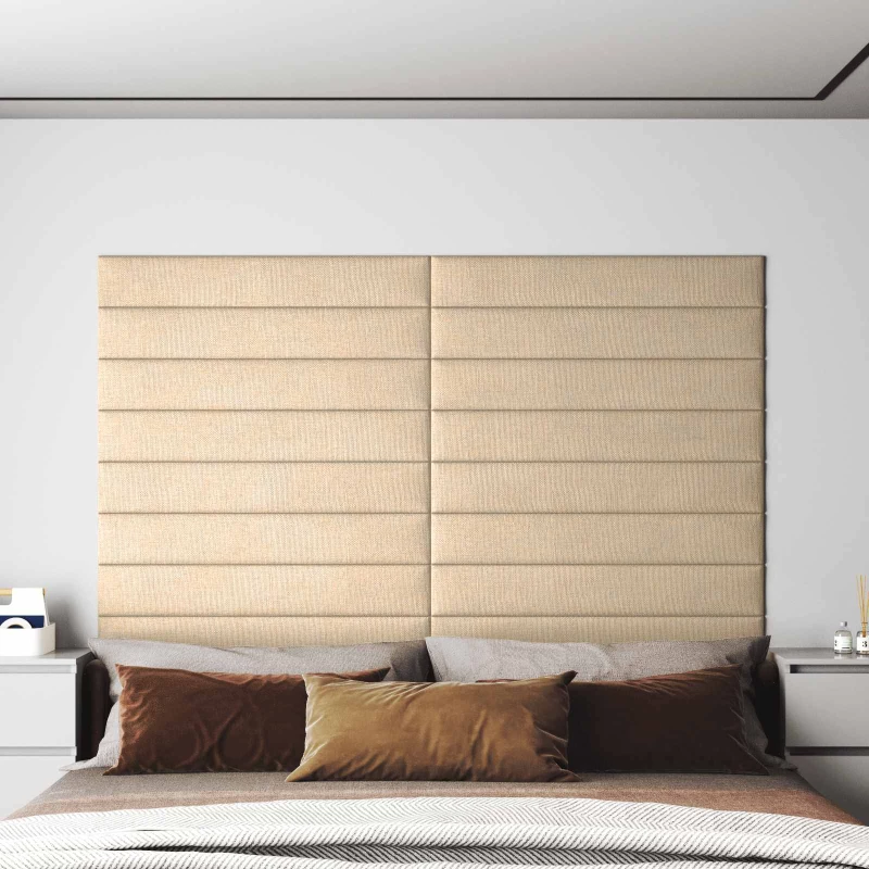 vidaXL Κεφαλάρι Τοίχου 12 pcs Κρεμ 90 x 15 cm ύφασμα