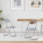 vidaXL Σαλονάκι Τραπεζαρίας Αναδιπλούμενο 2 pcs Γκρι PVC ατσάλι