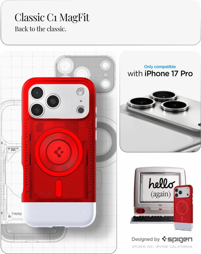 Θήκη iPhone 17 Pro Spigen Classic C1 MagFit Ανθεκτική Σκληρή με MagSafe - Ruby (ACS10359)