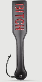 Δερμάτινο Paddle Με Χάραξη BITCH Domme Series Leather Paddle With BITCH Cutout – Μαύρο